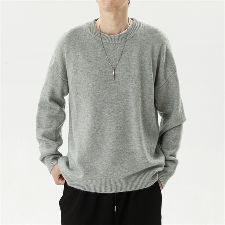 YK86032-P35腈纶45%锦纶24.3%聚酯纤维30.7%圆领纯色毛衣男秋冬,男装针织衫/毛衣,电商A086-1