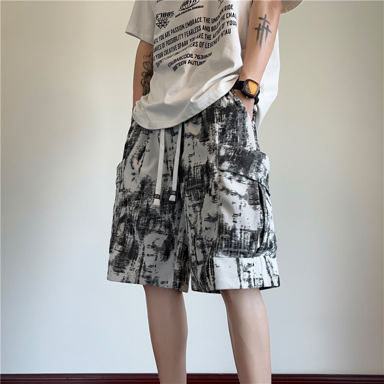 夏季新款工装多口袋短裤男宽松大码沙滩裤中裤休闲裤D42*P30控58，男装牛仔裤，星座227-1