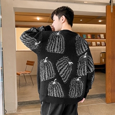 83477-特P55冬季新款南瓜提花圆领毛衣男韩版潮针织衫保暖毛线衣，男装针织衫/毛衣，电商D310B