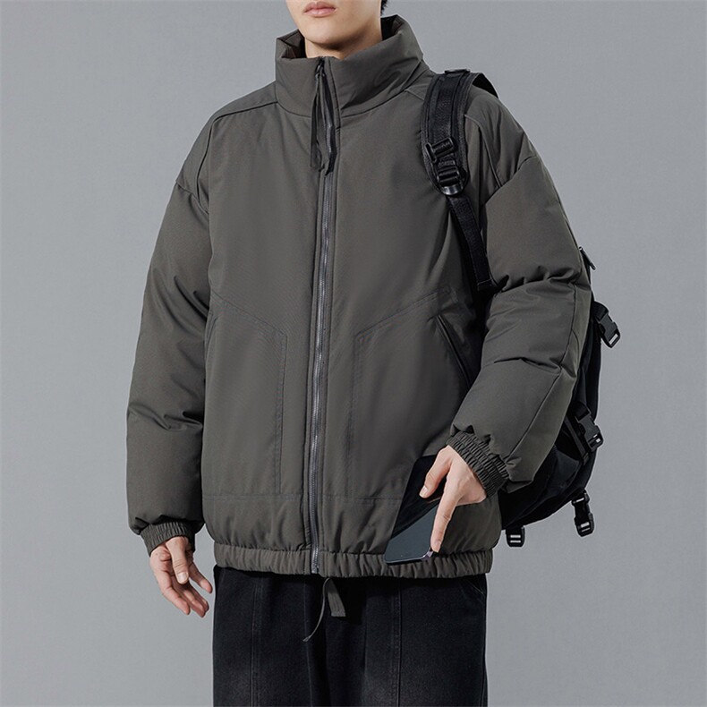 现货冬季美式休闲加厚雪山外套夹克立领纯色三防户外工装棉服,男装夹克,电商A486-1
