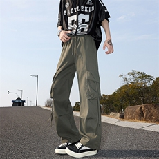8XL-M工装裤男冰丝垂感降落伞速干休闲阔腿美式运动裤夏K9134P48，男装休闲裤，电商D206-1