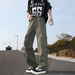 8XL-M 工装裤男冰丝垂感降落伞速干休闲阔腿美式运动裤夏K9134P48图片