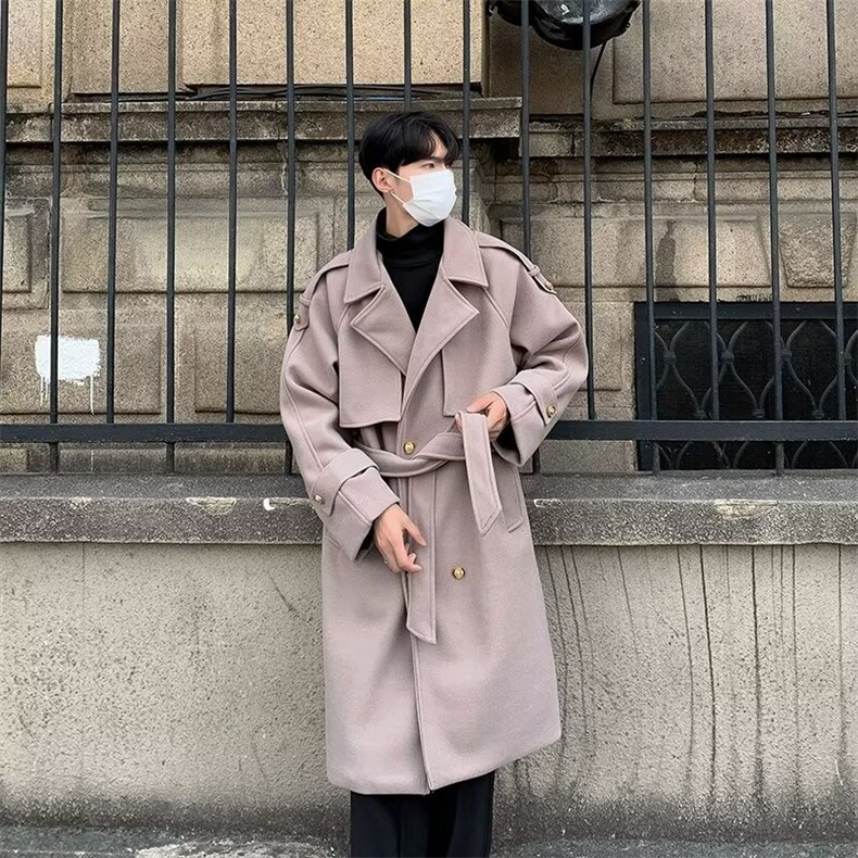 毛呢大衣男秋冬高级感呢子中长款外套韩版潮流宽松风衣W8024-P88，男装风衣，星座512-4