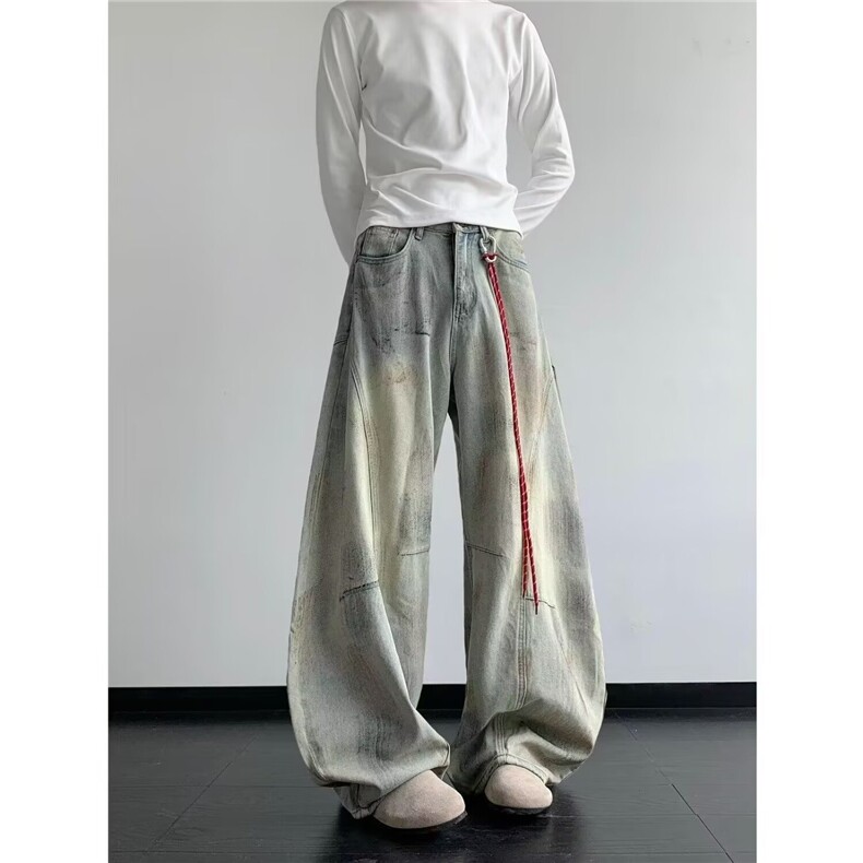 L6653港风潮男新款个性字母牛仔裤嘻哈ins潮高街潮流痞帅长裤,男装牛仔裤,星座308A-1（原309B-1）