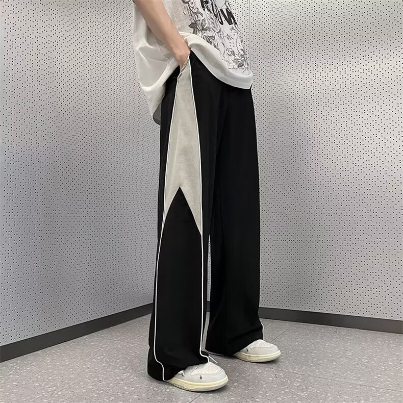 2023新款宽松休闲裤男韩夏季薄款坠感阔腿拖地长裤K062-P38,男装休闲裤,星座308B-1