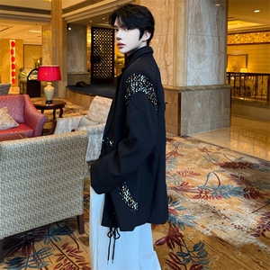 （图）春季暗黑系ins拼接亮片西装绑带设计感西服5021-P123图片