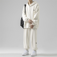 新品潮流套装抗皱美式休闲宽松三件套条绒SJT872-特批176，男装休闲套装，星座718
