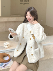 新品现货皮毛一体外套2C087-9283-P199-K279，女装毛呢外套，2C087