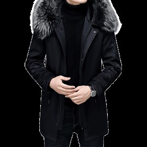 冬装新款白鹅绒羽绒服狐狸毛领中老年爸爸装外套ALXBL9011-P610，男装羽绒服，电商B212（原钱塘6029）