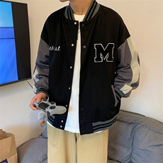 棒球服春秋季ins学院风拼接刺绣夹克百搭宽松休闲外套W1264-P58，男装夹克，星座512-2