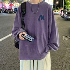 直播品质重磅纯棉美式蜡染水洗做旧潮牌宽松长袖t恤CT319特P38，男装T恤，电商A486