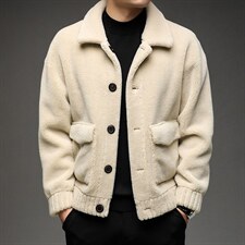 新款商务休闲宽松夹克男士百搭羊毛颗粒男装纯色上衣免烫外套，男装夹克，电商B212（原钱塘6029）