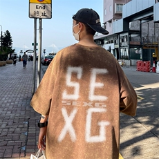 B239-1167-P38个性大字母印花欧美式复古水洗做旧重磅短袖T恤，男装T恤，星座514-2(原B239)
