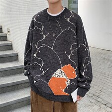 毛衣男2024秋冬新款趣味图案情侣针织衫A090xj245-P95控118图片