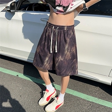 2025美式扎染印花冰丝凉感短袖碎花薄五分短裤K8908/特P20车景J，男装牛仔裤，电商A094