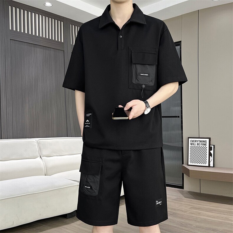 DT285-P55港风冰丝薄款套装男新款夏季宽松短袖衬衫两件套,男装休闲套装,星座507A（原星座306B-2）