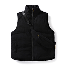 冬季灯芯绒棉马甲男日系复古加厚立领棉服情侣外套配挎包8516-P70，男装棉衣，电商B306