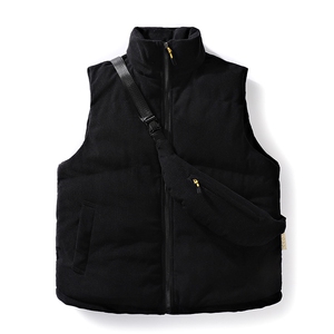 冬季灯芯绒棉马甲男日系复古加厚立领棉服情侣外套配挎包8516-P70图片