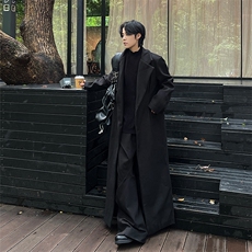 现货~韩系超长款呢子大衣cleanfit加长落地风衣外套Y901-P145，男装风衣，星座1004-3