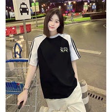 抖音得物品质二开240克宽松纯棉美式潮牌插肩三杠织带短袖T恤，男装T恤，电商A486