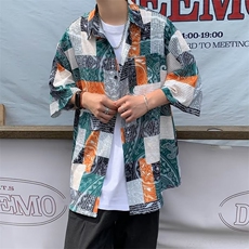 五分袖春季拼色格子衬衫青春流行ins男A603P25，男装衬衫，星座1116-2