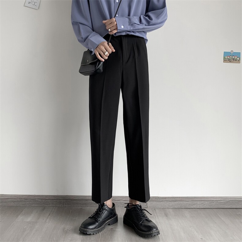 秋季韩版简约宽松阔腿直筒西裤青年纯色百搭潮流休闲裤7120,男装西裤,电商A318