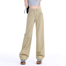 复古高街阔腿牛仔裤女潮2024夏秋季垂感直筒拖地长裤子567/P45，女装牛仔裤，星座506A
