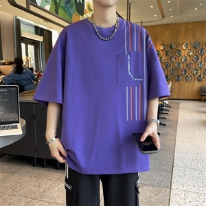 25173-特P40 夏季休闲时尚T恤男短袖打底衫青少年潮牌拼接短袖T恤图片