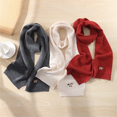 新款可爱小狗刺绣针织围巾男女童秋冬保暖防寒时尚百搭高级感围脖，童装儿童配饰，初丹羊绒童装