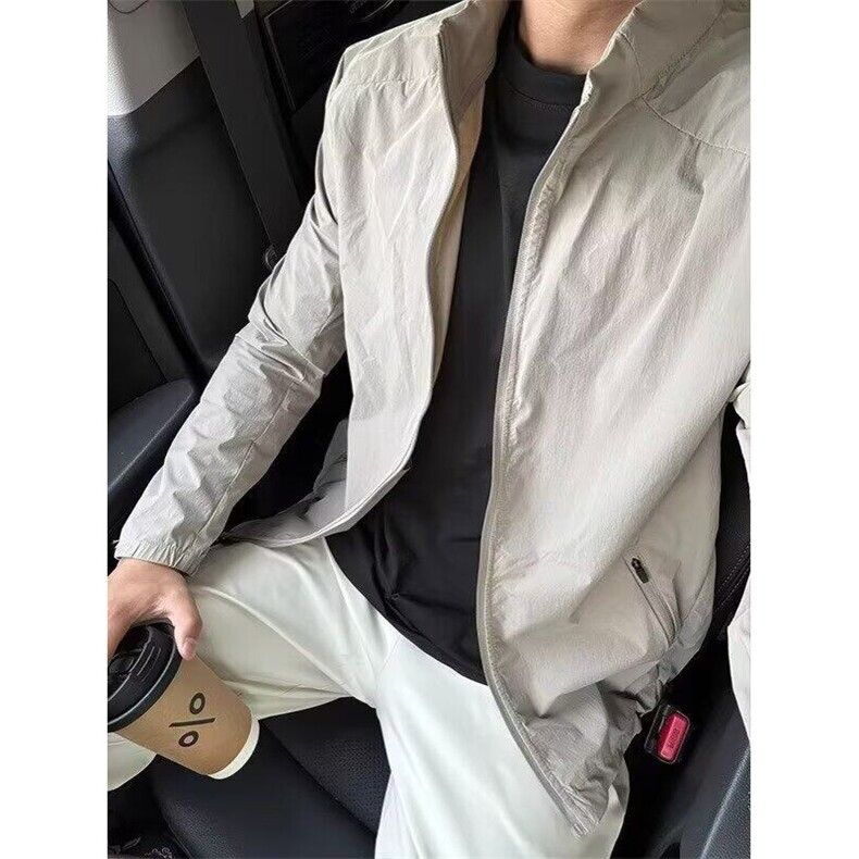美式复古新款防晒衣男款夏季拼接立领速干外套正肩薄款运动夹克,男装防晒衣,星座1210-1