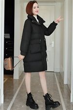 2020冬装新款简约时尚中长款羽绒服保暖外套纯色，女装羽绒服，依万里