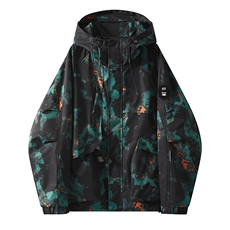 春秋户外冲锋衣男女同款防风防水连帽工装外套登山服夹克2481-P75，男装夹克，星座1403A