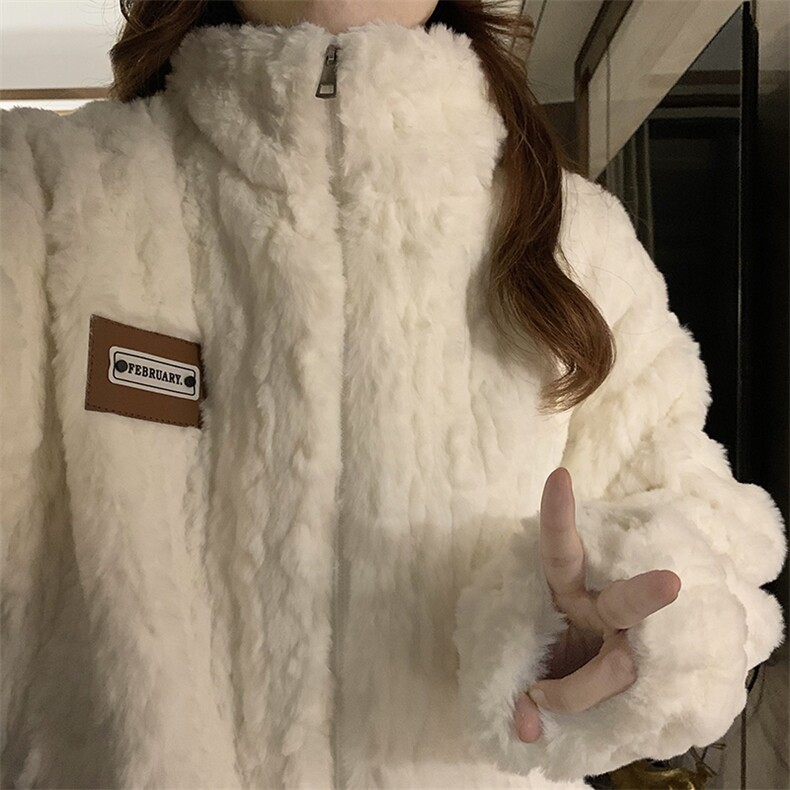 C899-P130羊羔毛外套冬中长款仿兔毛皮草大衣宽松加厚立领毛毛绒,女装短外套,星座911-2(原星座613-2）