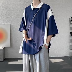 8XL-M拼接撞色短袖t恤男款夏季新款半袖POLO衫加肥加大码DT004P38，男装T恤，电商B312
