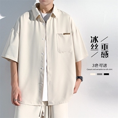 特批P30无差价25夏休闲刺绣凉感冰丝短袖男透气薄款垂感衬衫CD865，男装T恤，电商A001