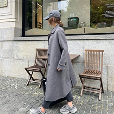 2025年夏季中长款长袖纯色时尚百搭简约大方双面呢大衣，女装双面呢大衣，蒙绒特