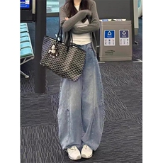 阔腿牛仔裤男女韩版潮流高街帅气百搭2025春季ins长裤RK2543-P53，男装牛仔裤，星座412-1