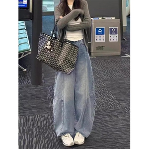 阔腿牛仔裤男女韩版潮流高街帅气百搭2025春季ins长裤RK2543-P53图片
