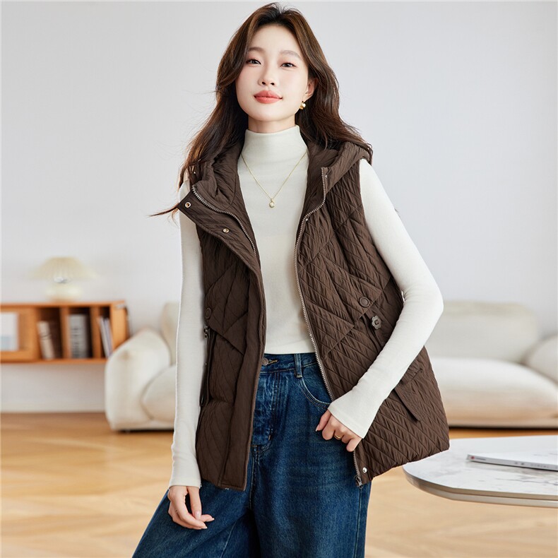 2025年冬季新款百搭连帽羽绒马甲白鸭绒通勤保暖，女装羽绒服，忆绮罗