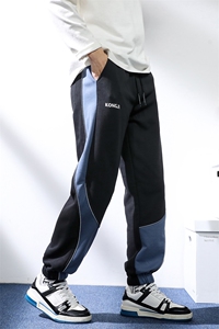 7XL-M货足港风卫裤男2023春季新款加肥加大码休闲撞色运动裤长裤图片