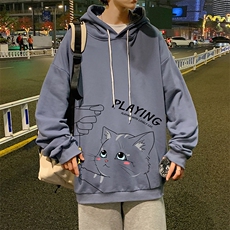 WY2129-P35加绒款-P40纯棉连帽卫衣男大码运动帽衫宽松薄外套男，男装卫衣，电商A040