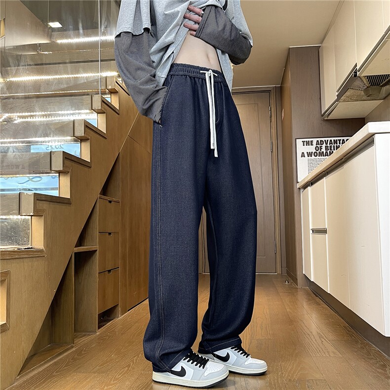 原色阔腿牛仔裤男士宽松直筒2025新款秋冬美式潮牌长裤子H903-P55,男装牛仔裤,星座509
