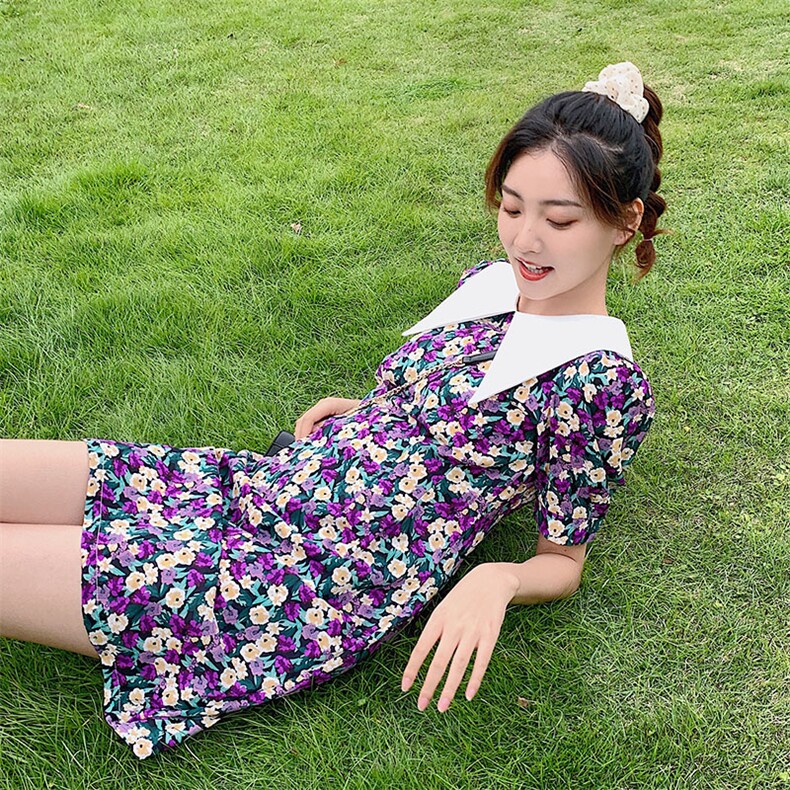 现货2021夏季娃娃领碎花连衣裙浙宝292A货号1903，女装连衣裙，时倾STUDIO
