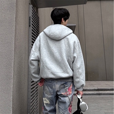抖音得物高品质二开25秋冬美式高街重磅结构高领连帽卫衣外套W62，男装卫衣，电商A486-1