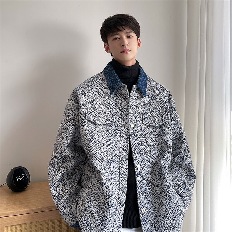 牛仔撞色春装夹克青年潮牌宽松外套828P98,男装夹克,电商A458A