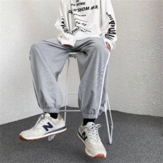 裤子男春季潮流ins设计感高街休闲长裤宽松阔腿束脚裤K561-P35，男装休闲裤，星座1008