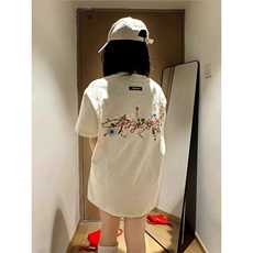 万针全刺绣工艺抖音得物高品质260克重磅纯棉双纱美式高街短袖T恤，男装T恤，电商A486-1
