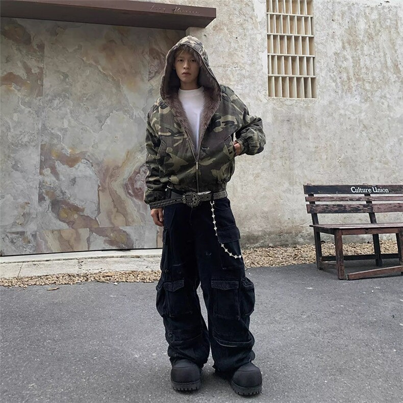 WT140-P120美式复古座山雕迷彩外套冬季加绒保暖短款棉服男女,男装棉衣,星座1501-3