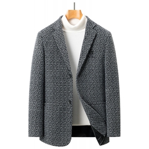主推中年雪尼尔毛呢休闲西服外套男春秋中青年毛呢BY3323-P125图片