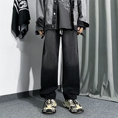 高街帅气牛仔裤男拼色韩版潮流2025秋冬新款ins宽松长裤K2896-P41，男装牛仔裤，星座412
